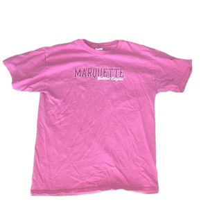 Gildan Pink Short Sleeve marquette golden eagles cotton tee shirt
